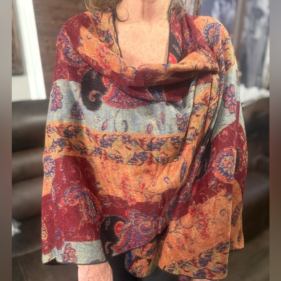 Rapti Accessories - Rapti 100% Cashmere Reversible Paisley Wrap Shawl Scarf Boho Multicolor